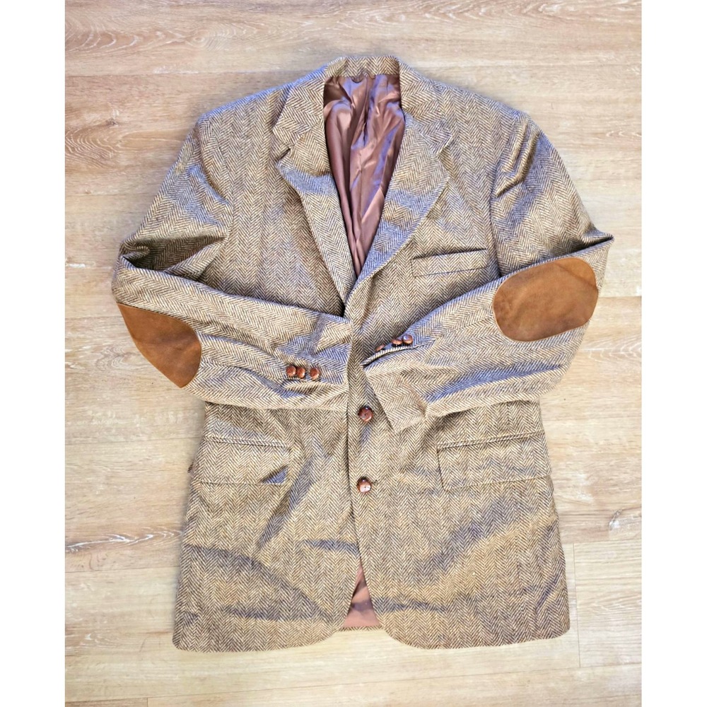 Vintage Levi Strauss Tailored Classics Mens 40L Wool Tweed Blazer Elbow Patches